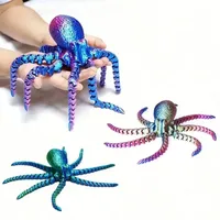 1PC 3D Printed Octopus Figurine Vibrant Jointed Body Decorative Toy for Bookshelf Living Room Office Cabinet Tabletop