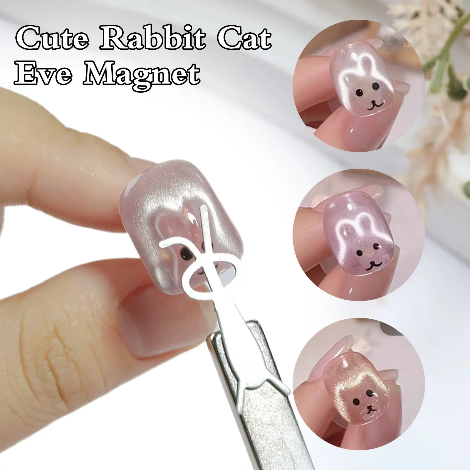 

Magnetic Cat Eye Nail Art Kit - Bunny Shaped Iron Plates & Folded-Ear Rabbit Magnet Tool for Professional Manicure