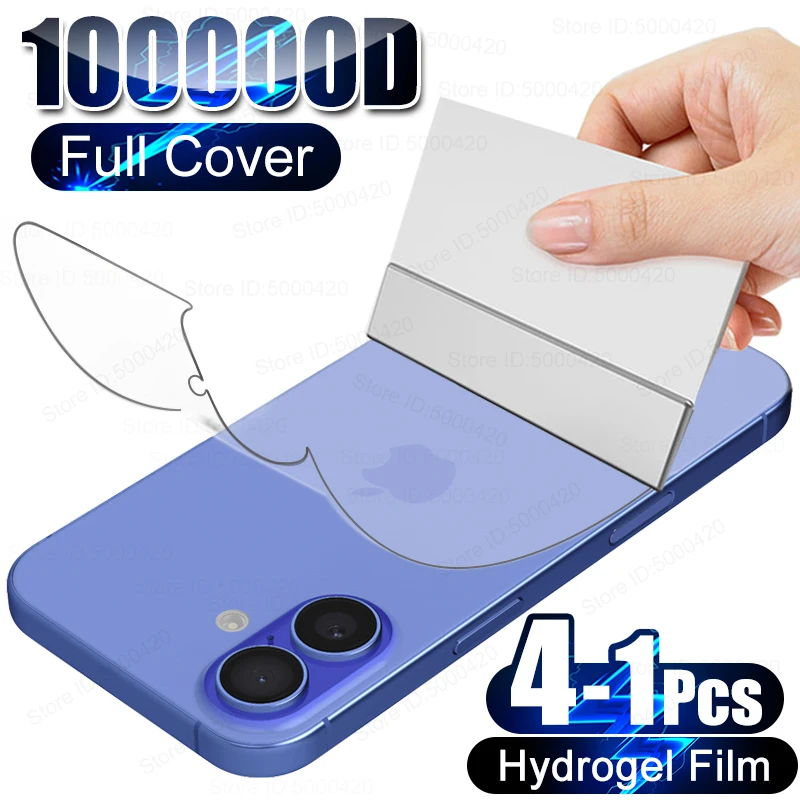 1-4Pcs Full Cover Hydrogel Film For iPhone 16 15 14 13 12 11 Pro XR XS Max Plus Mini Back Screen Protector Not Glass Accessories