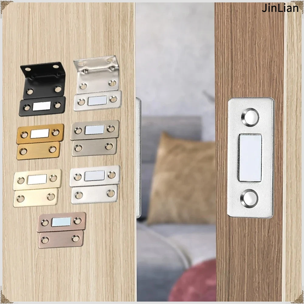 Cupboard Cabinet Door Ultra Thin Magnetic Catches Hidden Sliding Door Stop Suction Adhesive&Screws Strong Magnetic Latch Closure