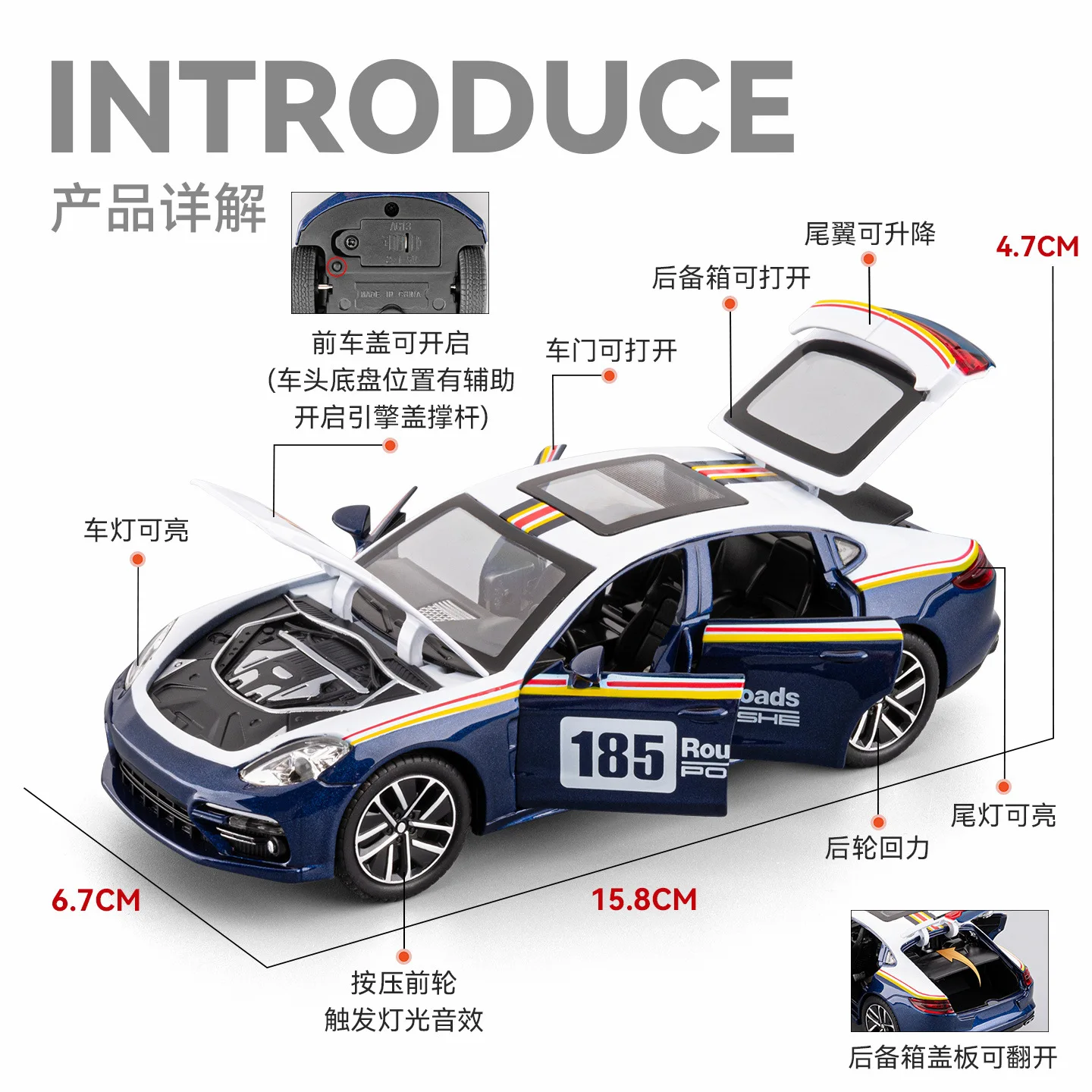 Scale 1:32 Panamera Cayenne S Car Model Toy Alloy Body Rubber Tires Pull Back Sound Light Vehicle Models Holiday Supercar Gifts