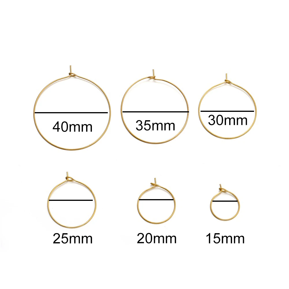 20pcs/lot Gold Stainless Steel Big Circle Wire Hoops Loop Earrings High Quality for DIY Dangle Earring Jewelry Making Supplies