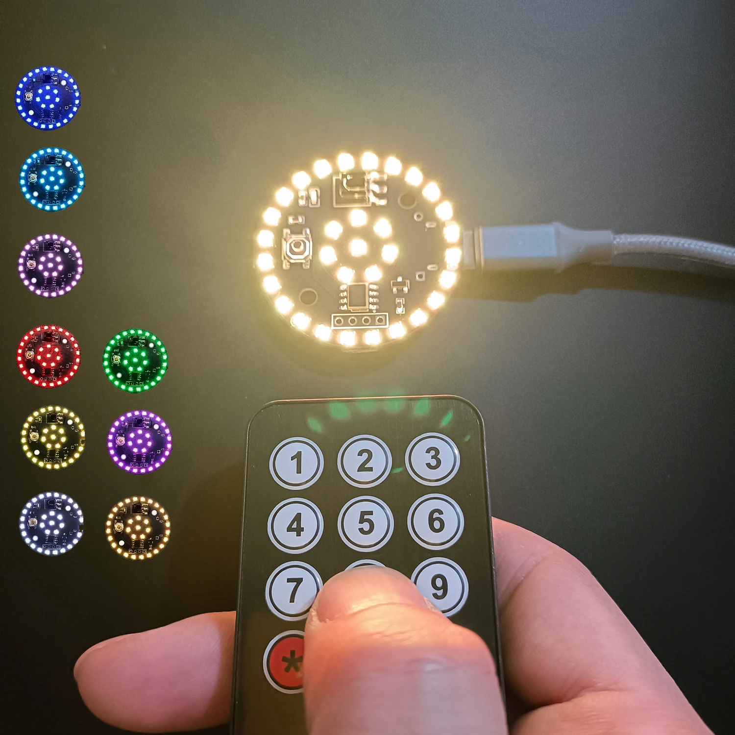 Remote Control LED Light 9 Color Constant Brightness Modes Type-C USB Powered DIY Model Lighting, Night Lights, Decorations Lamp