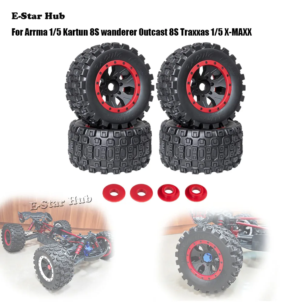 1 Set 211mm 1/5 buggy Tire Tyre with 24mm Wheel Hex for Arrma 1/5 Kartun 8S Outcast 8S for Traxxas 1/5 X-MAXX RC Car