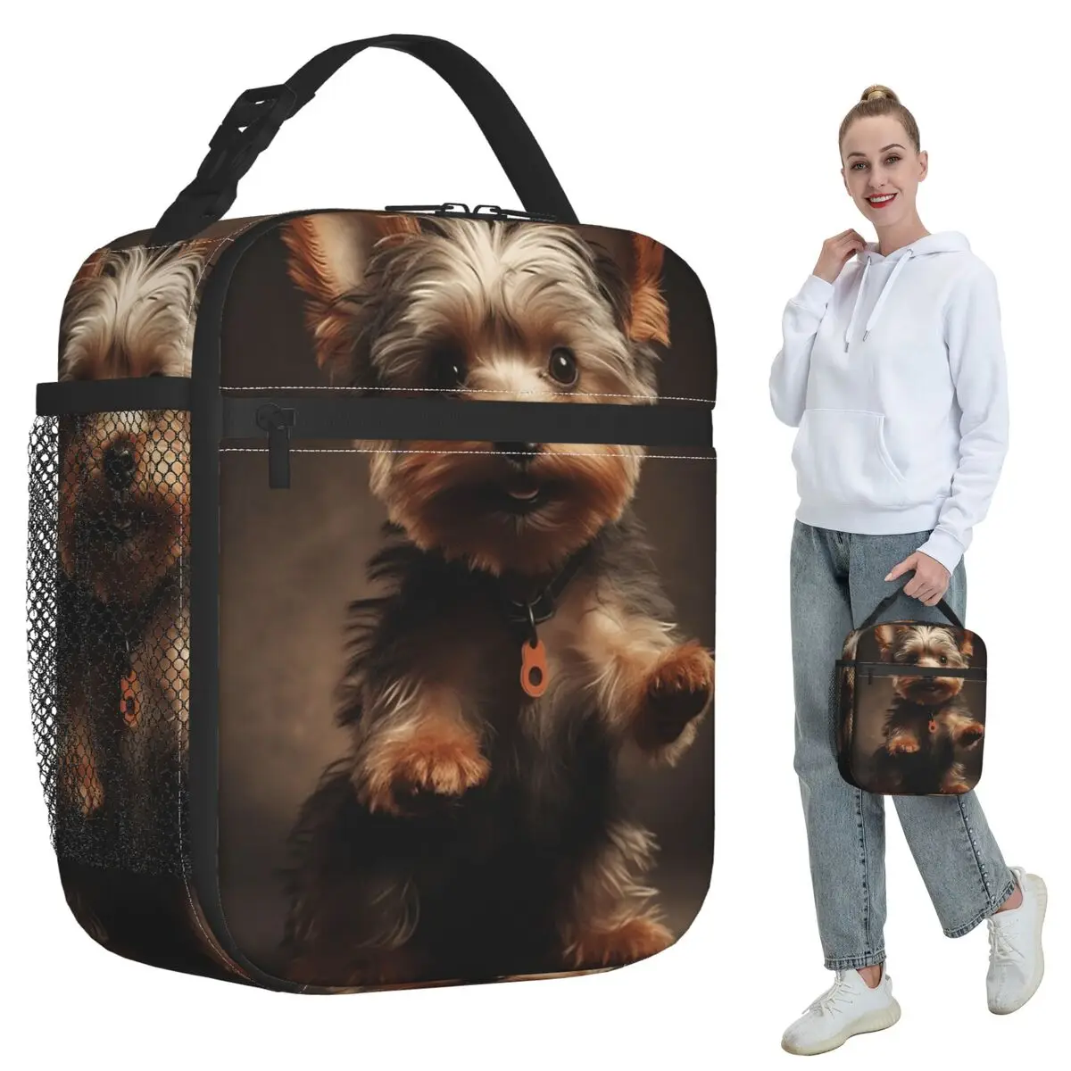 

Симпатичная термосумка для обедов с изображением йоркширского терьера для женщин, офисная термосумка-холодильник для еды, контейнер для ланчей