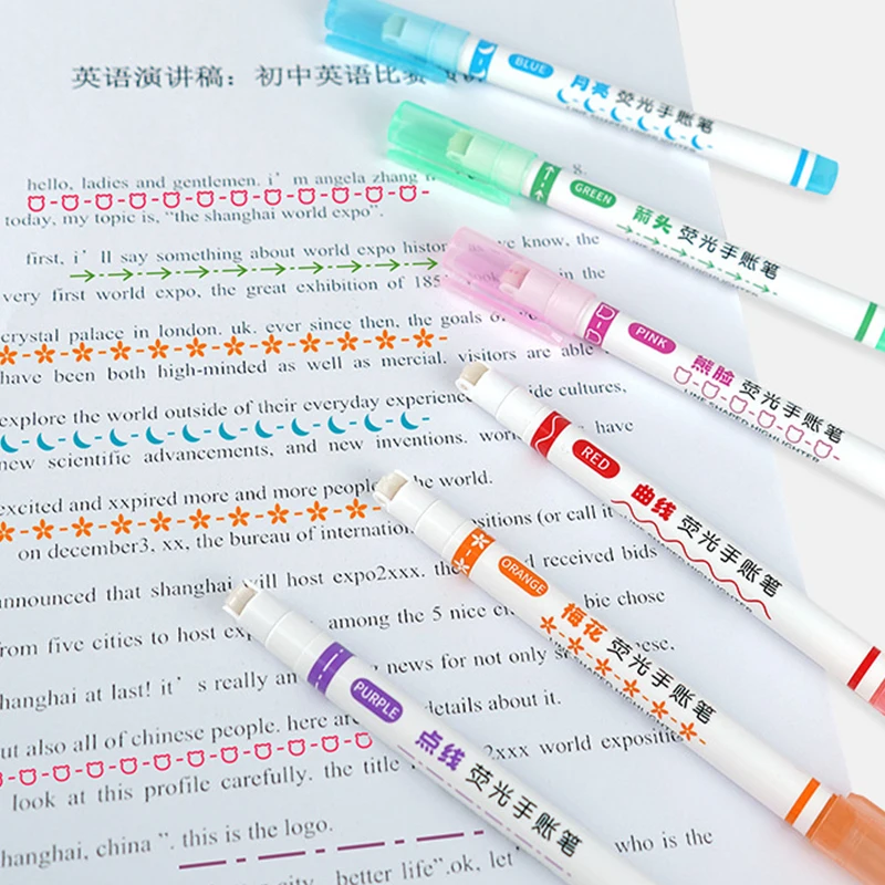 Rotulador curvo, lápiz lineal, punta de rodillo de encaje, múltiples formas de línea, dibujo colorido, suministros de herramientas de arte de Graffiti, 1 ud.