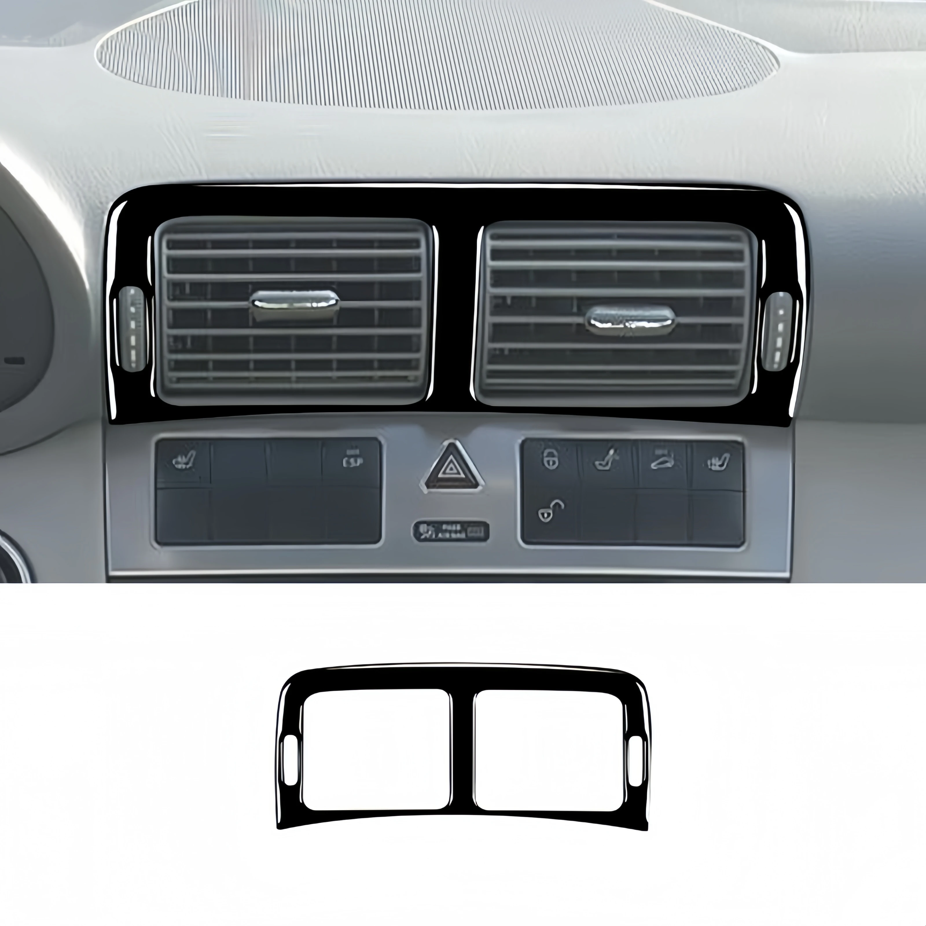 

For Mercedes Benz C Class W203 2005-2007 Piano Black Auto Center Console AC Air Vent Outlet Frame Trim Cover Sticker Accessories