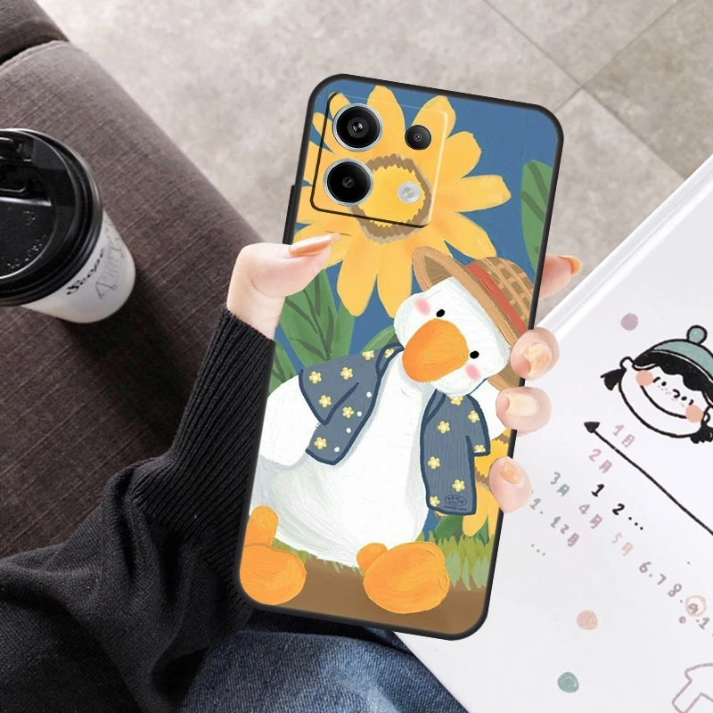 Cartoon Cute Animal Duck Cover For Xiaomi Redmi Note 11 9 10 12 13 14 Pro 10S 11S 12S Case For Redmi 10C 13C 12C 14C