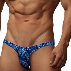 Mens Sexy Breath Printed Ultra Thin Panties Ice Silk Briefs Well-looking Underwear Low Waist Lingerie Comfortable Underpants