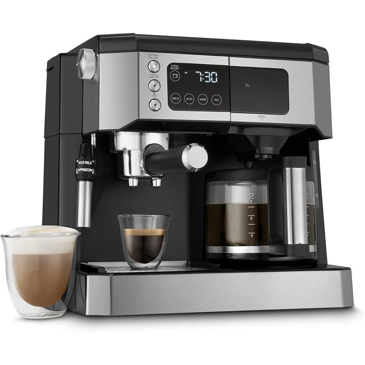 All-in-One Combination Coffee Maker & Espresso Machine + Advanced Adjustable Milk Frother for Cappuccino & Latte