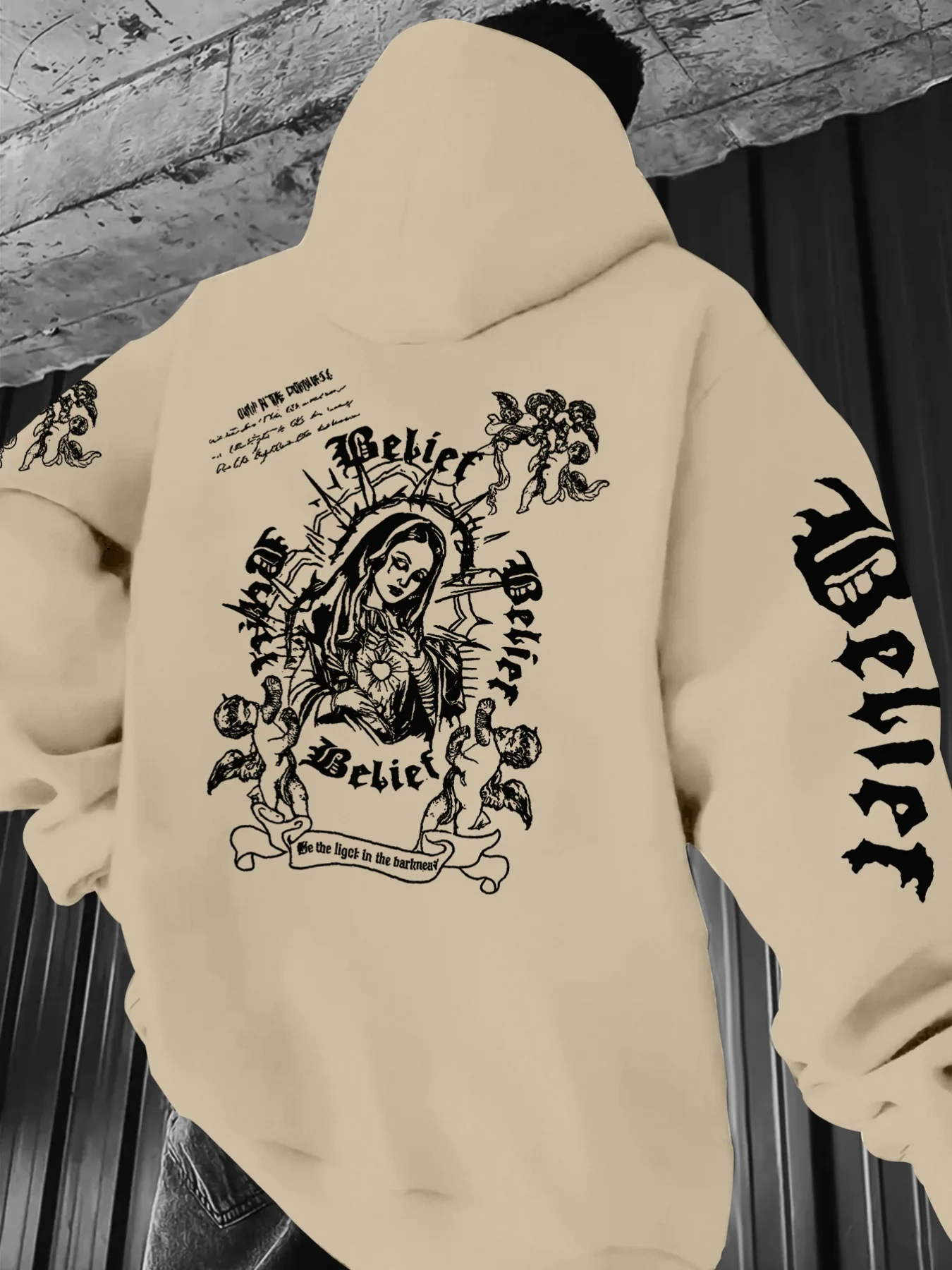 أزياء الخريف الأوروبية والأمريكية للرجال القوطية تمثال الحرية رسالة مطبوعة هوديي في الهواء الطلق الشارع تنوعا أعلى #5