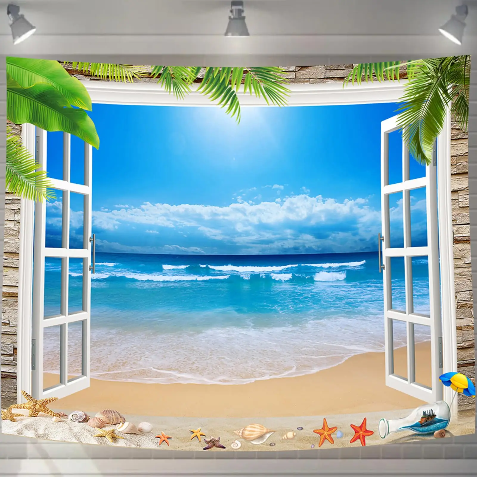Nature Landscape Tapestry Window Outdoor Scenery Balloon Stylish Background Multifunctional Cloth Poster Wall Hanging Wall Decor