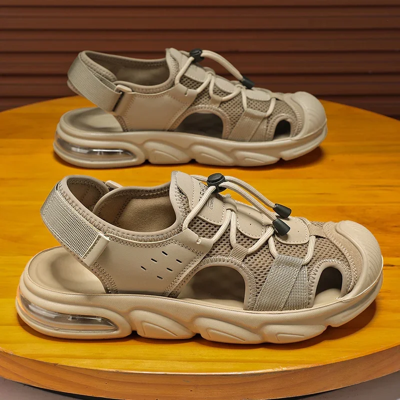 

Мужские летние сандалии, повседневная обувь, пляжные кроссовки, удобные для прогулок на открытом воздухе, роскошные дизайнерские кожаные модные спортивные дышащие туфли