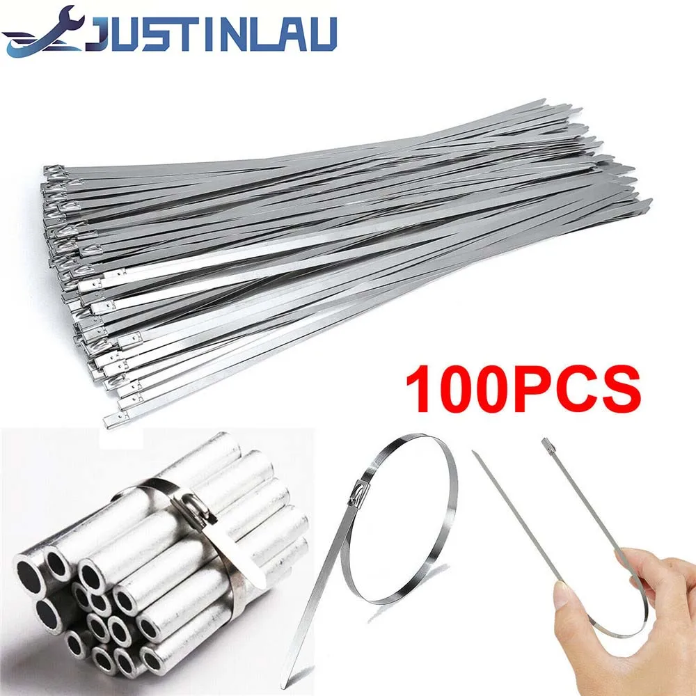 

4.6x700mm 304#Stainless Steel Cable Ties Heavy Duty Self-Locking Cable Zip Tie Multi-Purpose Metal Exhaust Wrap Locking Ties