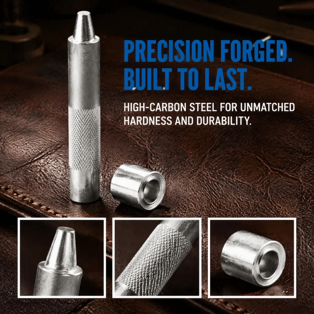 Silver Finish Eyelet Punch Die Tool 1000# 12mm 1200# 14mm Hollow Punch Tool 2000# 20mm 1400# 17mm Grommet Setter Kit
