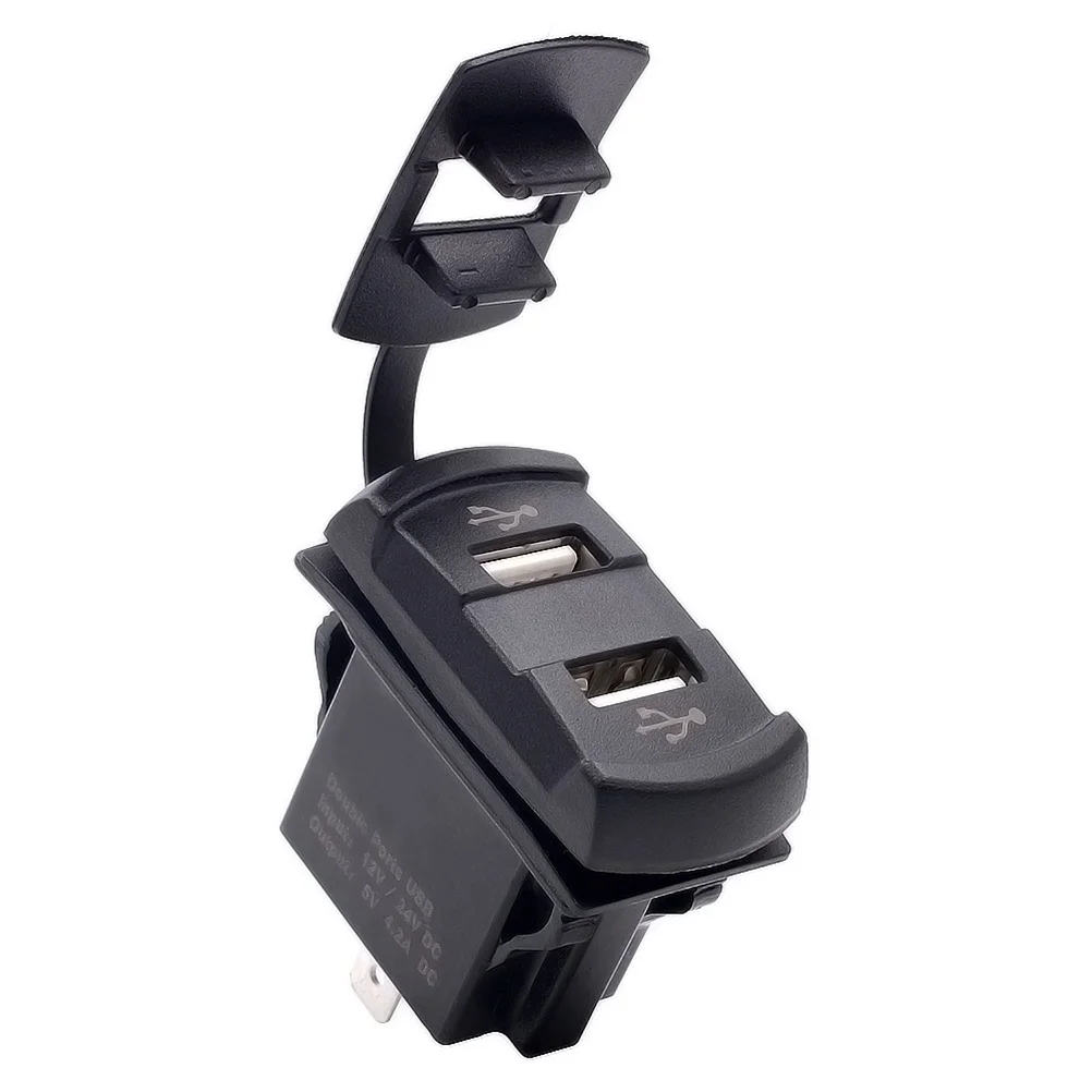 

12-24 В двойная розетка для измерителя напряжения для автомобиля, мотоцикла, лодки, квадроцикла, внедорожников, водонепроницаемая зарядная USB-розетка с вольтметром