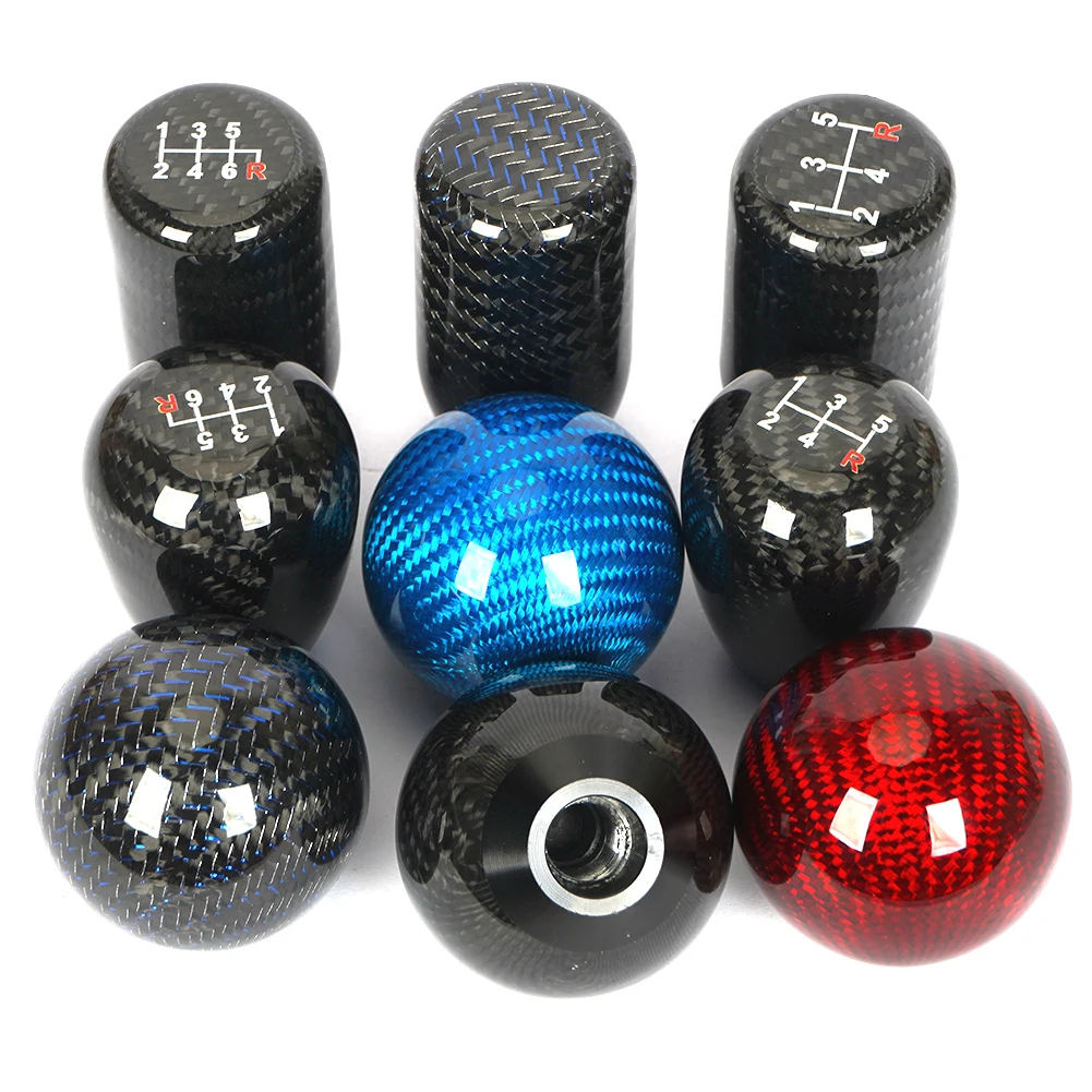 Car Modification Carbon Fiber Shift Lever Wave Head Round Ball Shape Shifter Handle Stick Head Lever