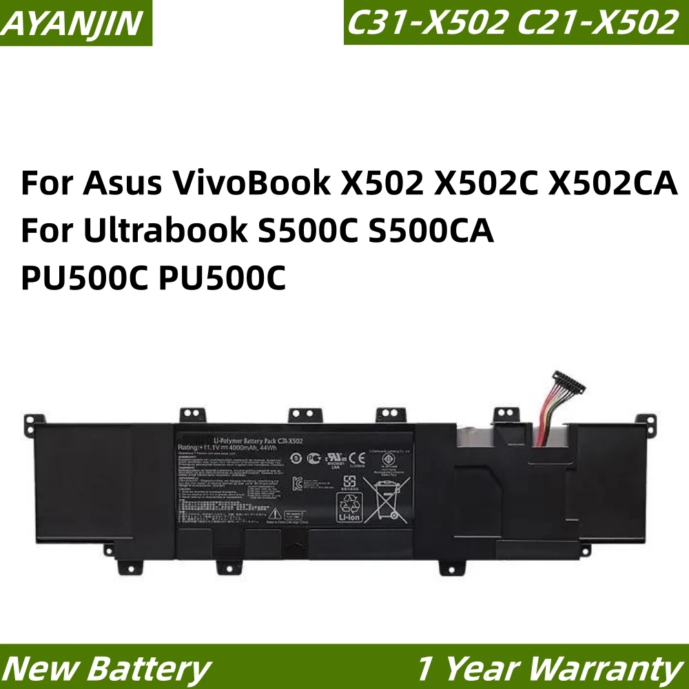 

C31-X502 C21-X502 Laptop Battery For Asus VivoBook X502 X502C X502CA For Ultrabook S500C S500CA PU500C PU500C