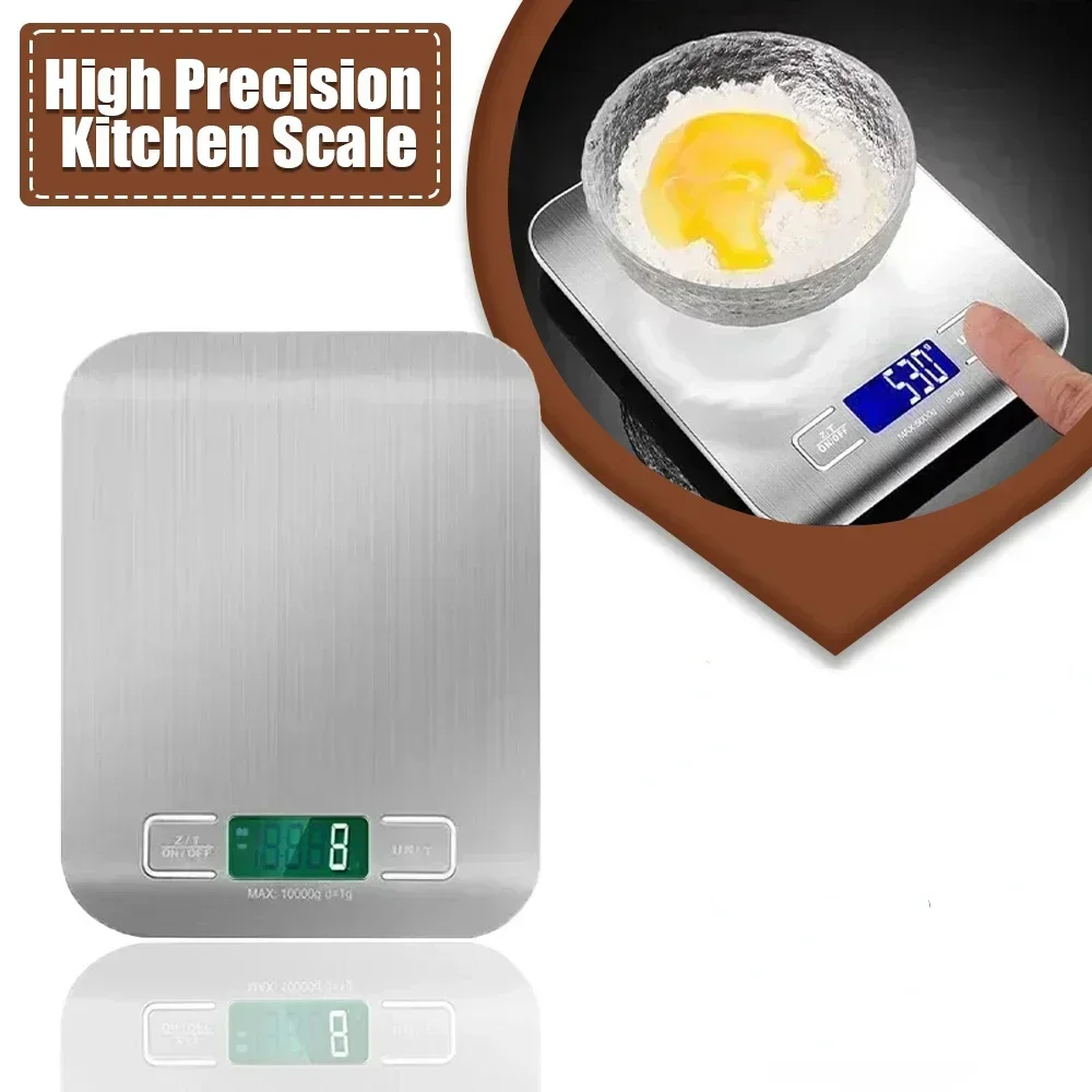 

10kg/1g High Precision Stainless Steel Electronic Scale Portable Electronic Digital Kitchen Home Food Snack Weighing Baking Tool