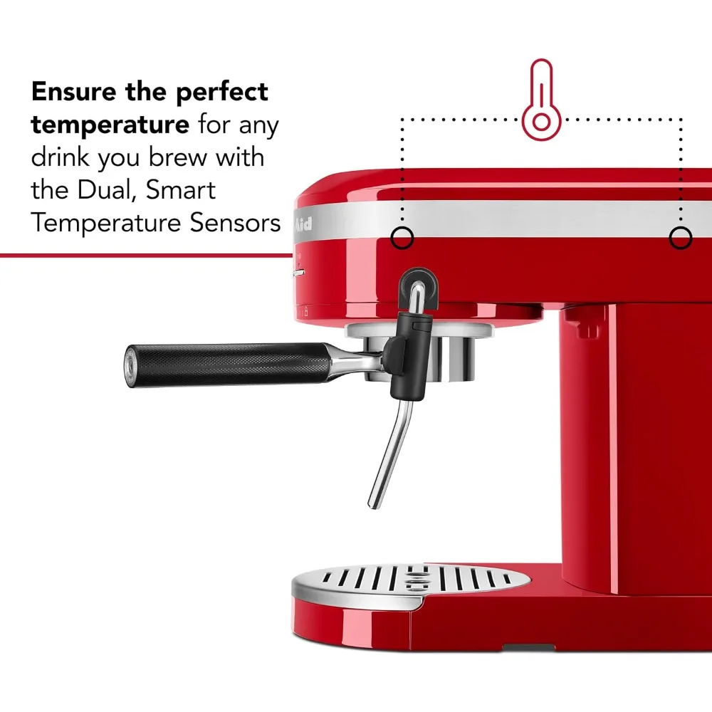 Metal Semi-Automatic Espresso Machine - KES6503, Empire Red, 1.4 Liters