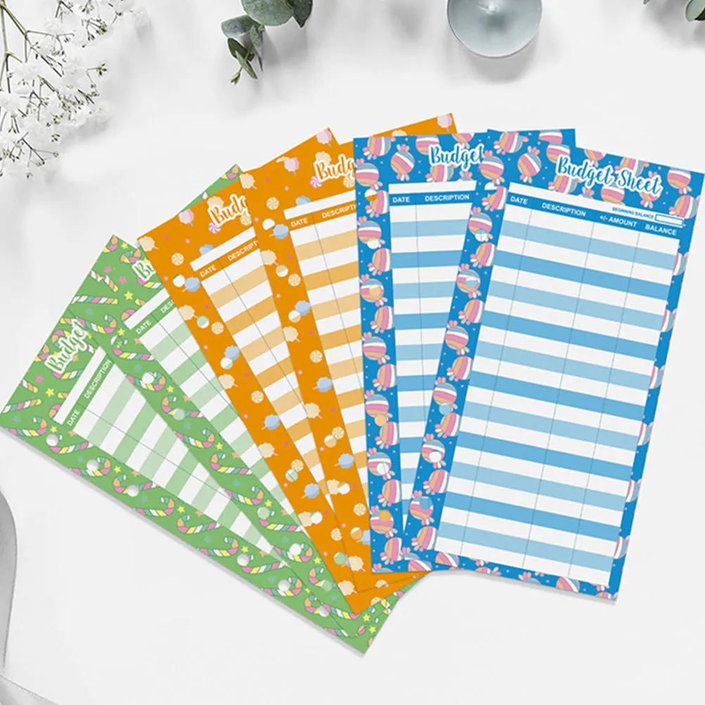60Pcs Candy Design Budget Binder Inserts Expense Tracker Daily Budget Sheets Compatible with A6 6 Ring Loose Leaf
