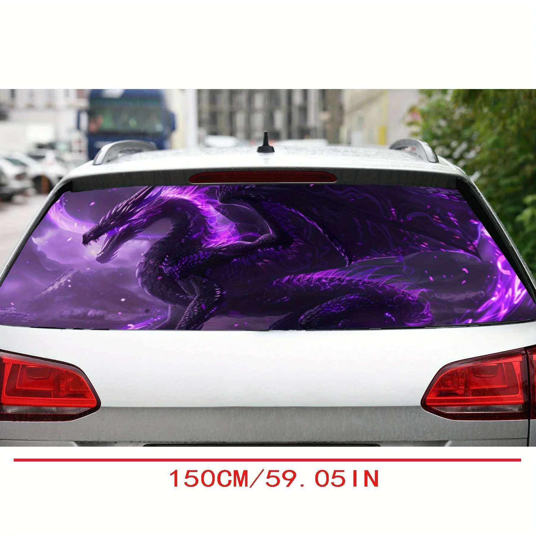 The Domineering Black Dragon Print Car Rear Windshield Sticker Truck Window See Through Perforated Back Window Vinyl Wrap Decal