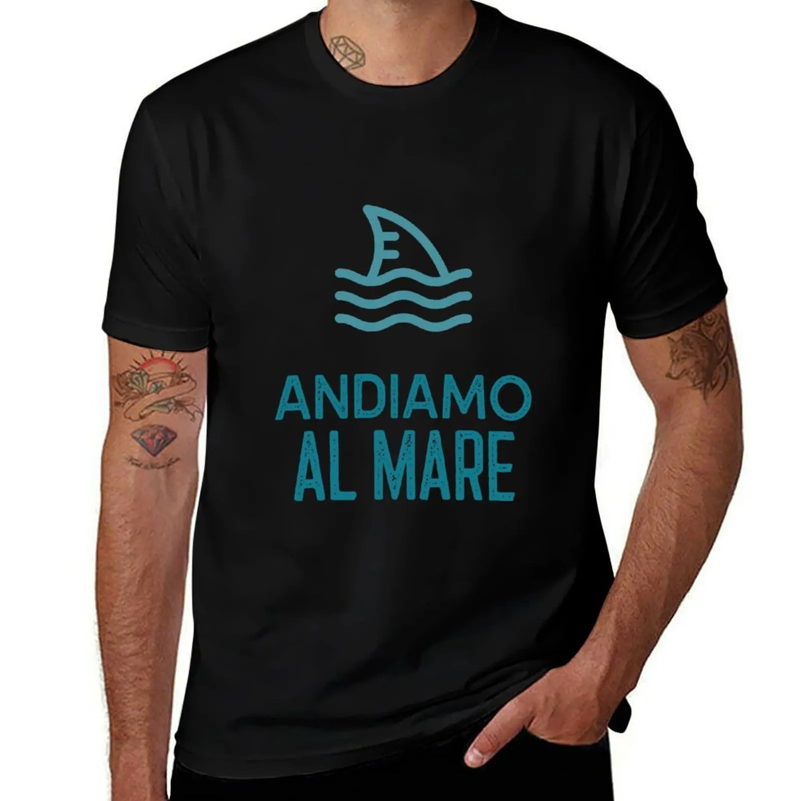 Andiamo Al Mare T-Shirt Simple Solid Color Crew Neck Tee