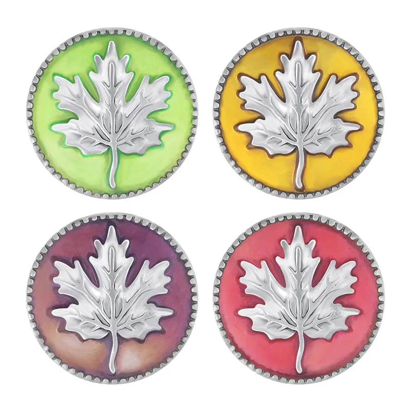 New Beauty Colorful maple leaves Life of Tree dragonfly Hearts 18MM snap buttons fit DIY snap bracelet jewelry wholesale