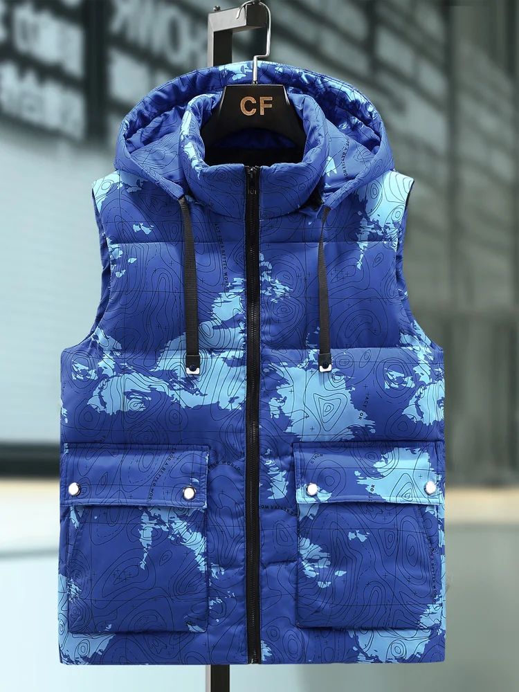 

Men's Camouflage Thiened Cotton Vest Autumn Winter Warm Sli Oversize Faionable Bal Jaet Youth Casual Polyester
