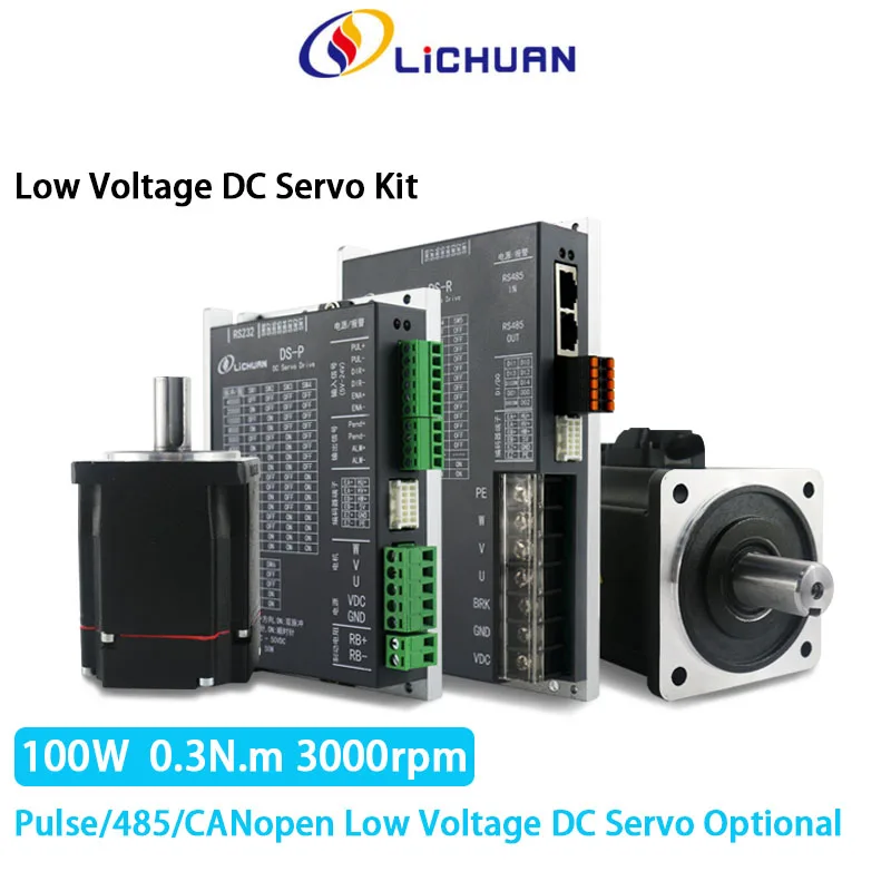 Lichuan Flanc 40mm 100W 0.32NM Mobus RS485  Low Voltage DC Servo Motor Drive Kit Cnc Brushless Motor Controller 3000prm