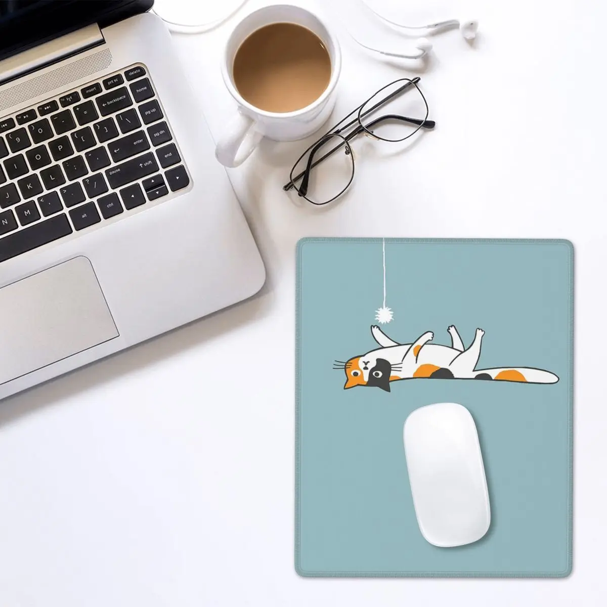 

Funny Bored Calico Kitty Cat Mouse Pad Gamer PC Laptop Mats Keyboard Carpet Computer Gaming Desk Mat 7x9 in 22x18 cm