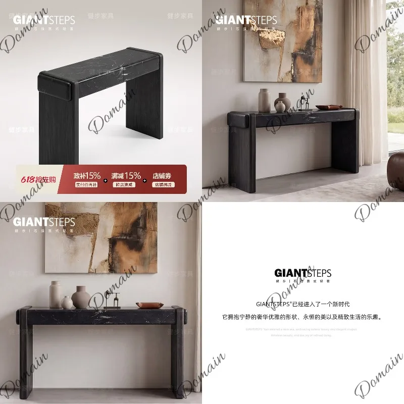 Modern Marble Entryway Console Table with Storage Minimalist Rectangle High-End Hallway Table