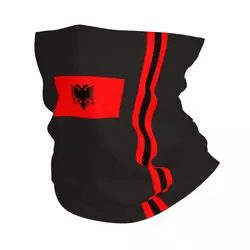 Custom Albania Flag Stripe Neck Gaiter Men Women UV Protection Winter Albanian Patriotic Bandana Scarf for Ski