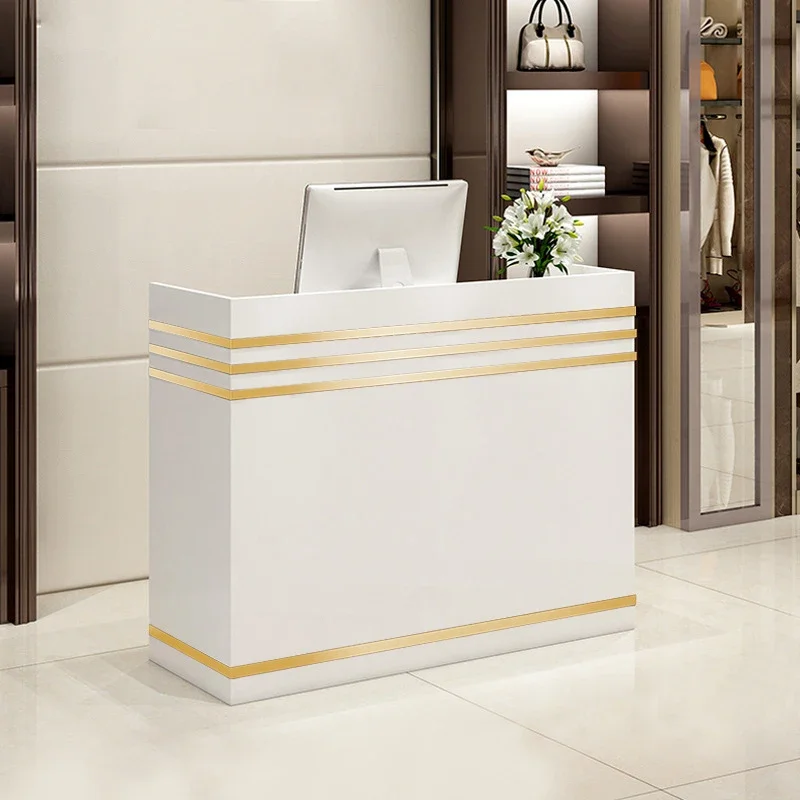 Customize Logo Small Wood Front Reception Desks, Retail Convenience Clothes Store Barber Shop Checkout Counter