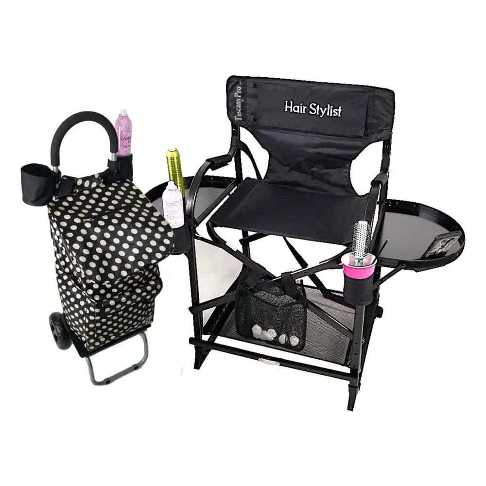 

Adjustable Salon Chair & Trolley for Stylists, Artists, and Salons - Portable with Carry Bag