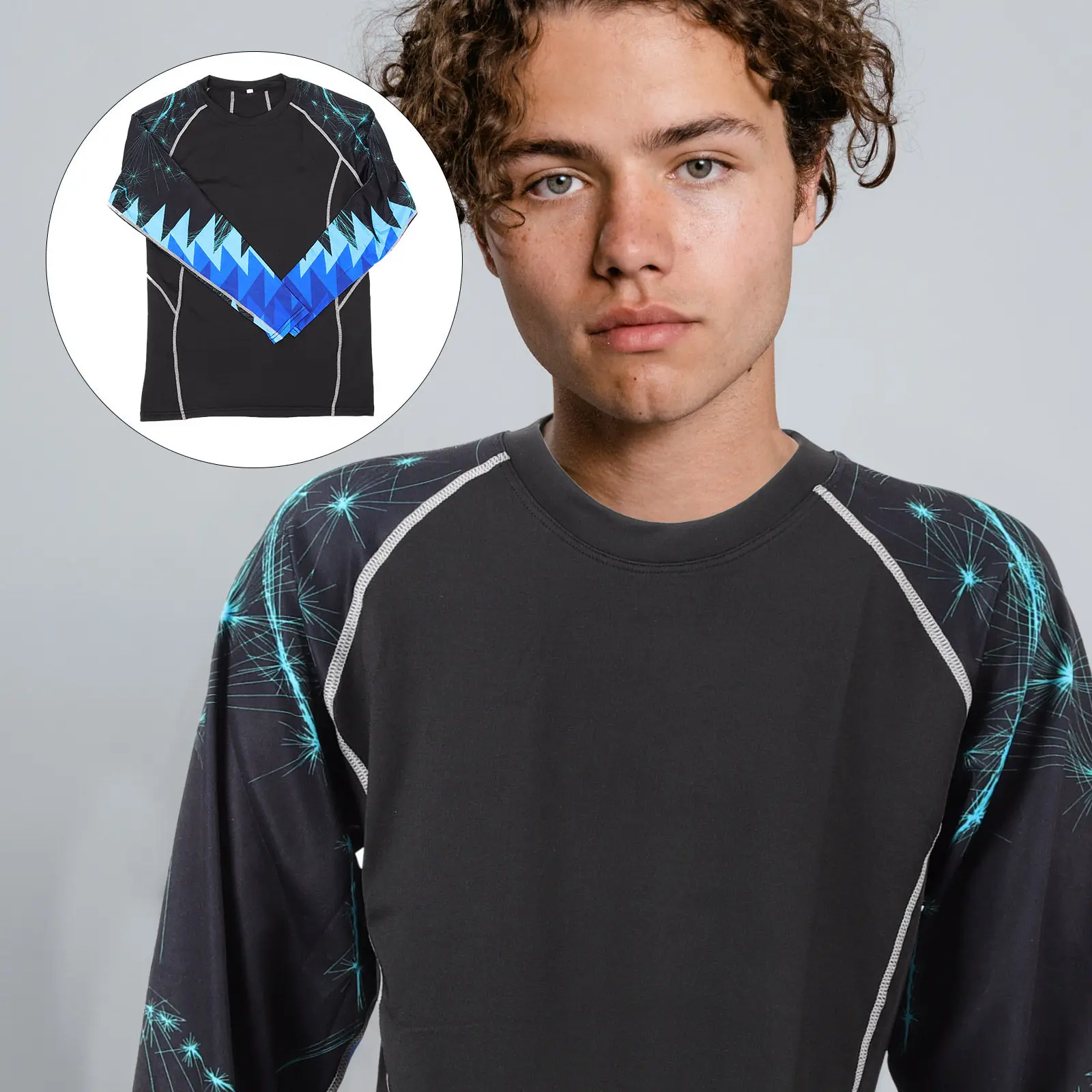 Men's Athletic Long Sleeve Compression Shirt Skin Friendly Stretchy Breathable Workout Clothes for Fitness Running Cycling