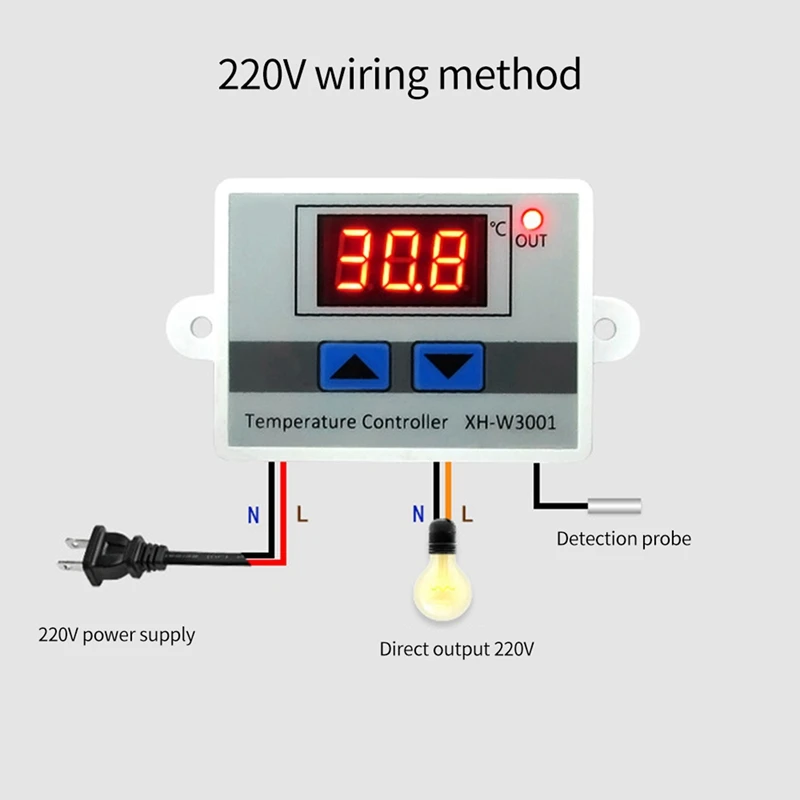 Controlador de Temperatura Digital, Interruptor de Controle Termostato Sensores Termistores, Sonda de Temperatura 12V, 120W, 2X