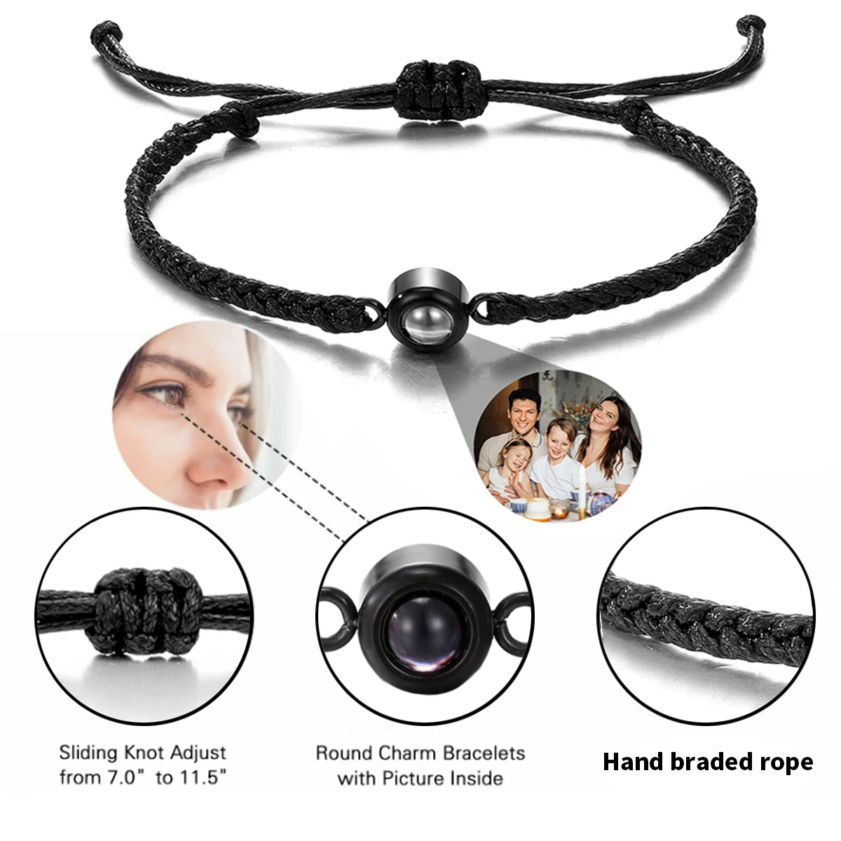 Stainless Custom Projection Bracelets Custom Color Photo Bracelets Woven Circular Projection Bracelets Women Christmas Gifts