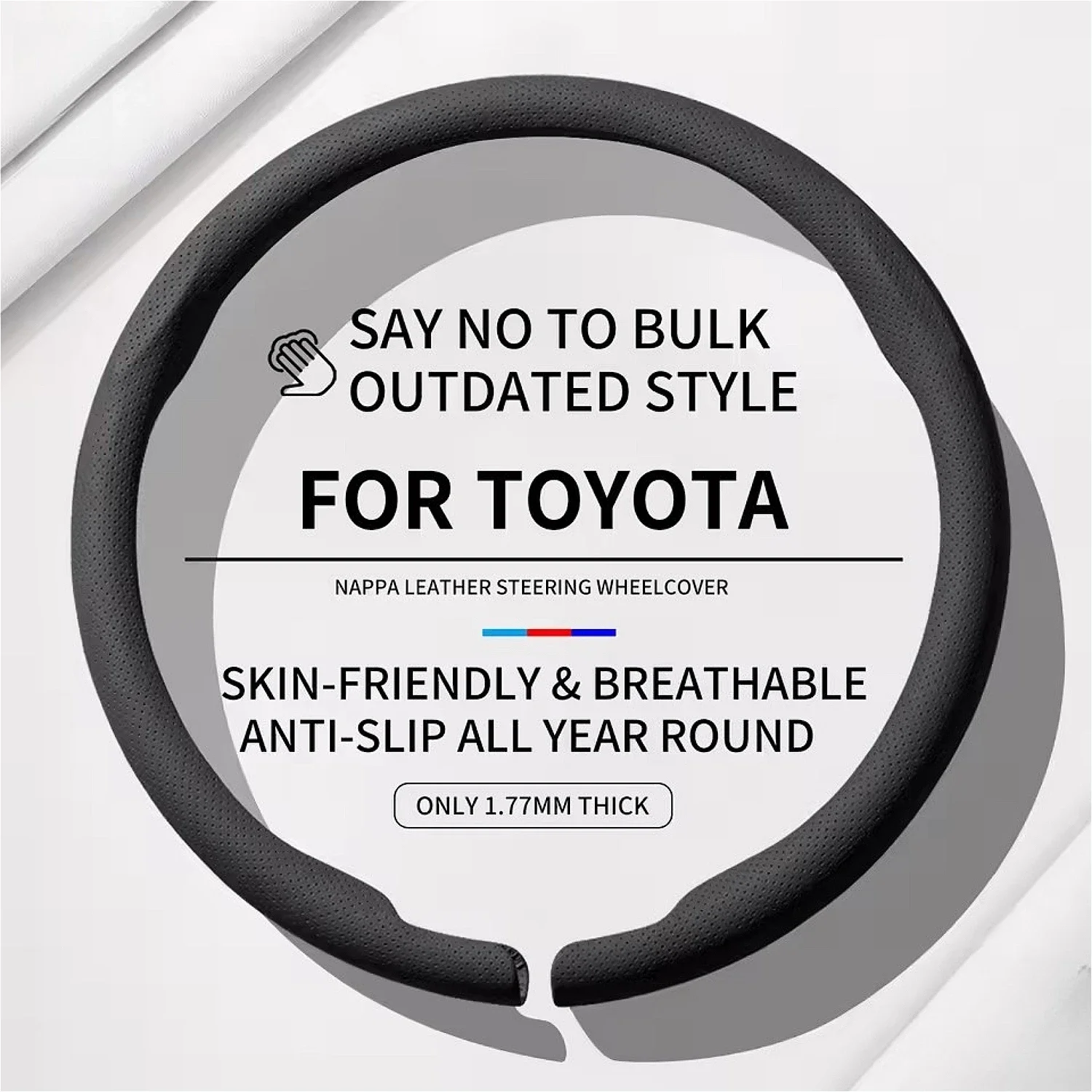 Perforated Nappa leather ultra-thin car steering wheel cover suitable for Toyota RAV4 Corolla Camry Highlander Yaris Cross Hilux