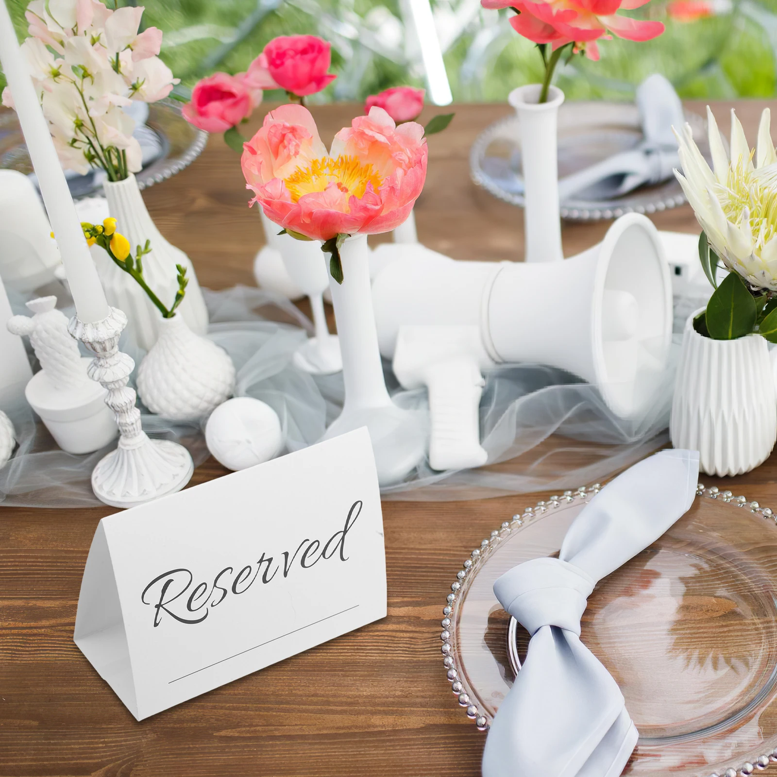 

20 Pcs Standing Sign Wedding Seat Card Banquet Paper Reserved for Family Table Signs