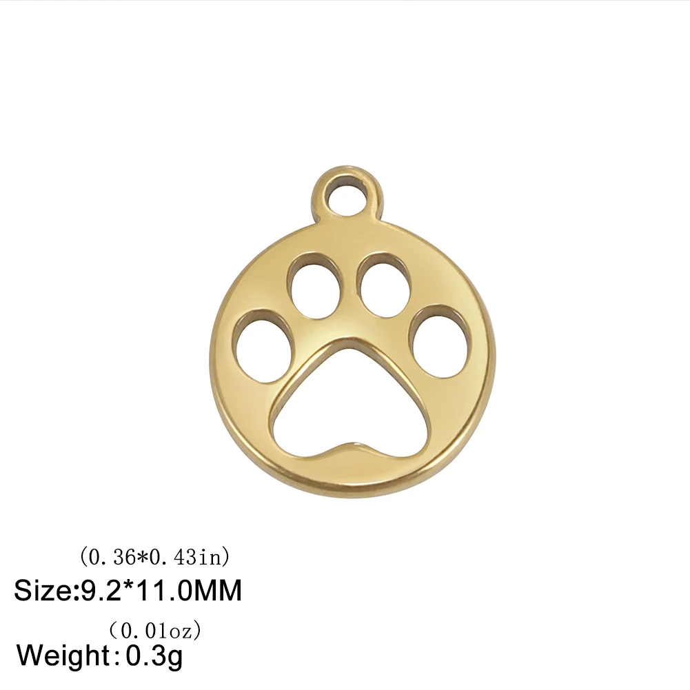 سحر دائري مجوف من الفولاذ المقاوم للصدأ بطباعة مخالب الحيوانات الأليفة ، قلادة ، موصل سوار ، صناعة مجوهرات تصنعها بنفسك ، 5 *