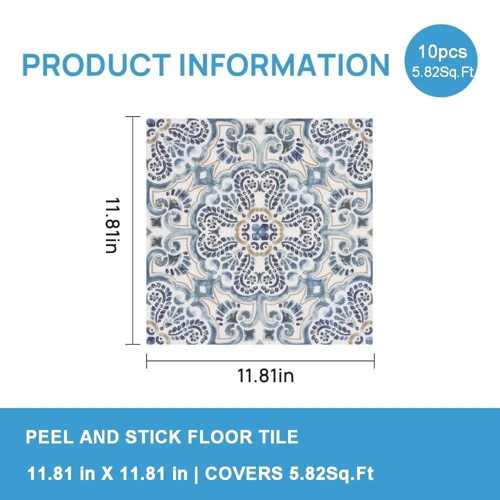 6pcs Waterproof Self Adhesive Floor Tile 30x30cm PVC Wall Stickers Wear-resistant Peel & Stick Vinyl Stickers Bathroom Kitchen