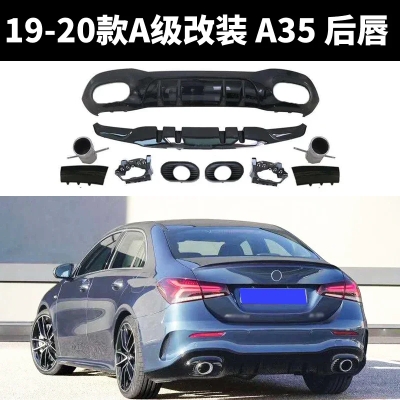 Rear Diffuser for W177 2019-2020 A Class Sedan Hatchback A180 A200 A220 A250 PP Rear Bumper Lip Tail pipe A35L style A35 Look