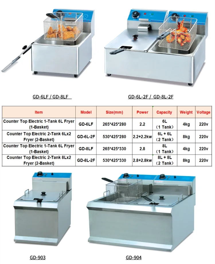 Commercial Fritadeira Friteuse Freidora Electrica De Papas Mini Potato French Fries Chips Electric Deep Fryers 6l Frying Machine