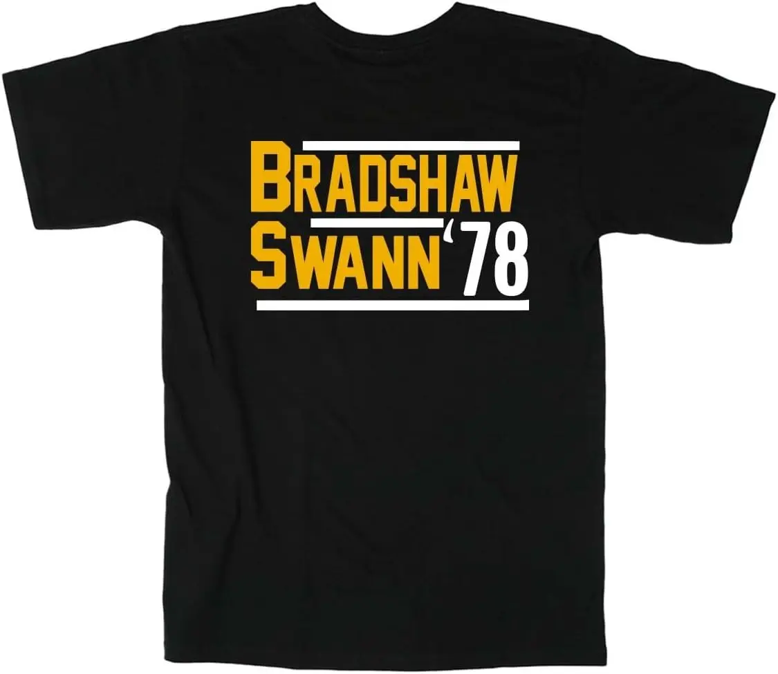 Typhoon's Tops Pittsburgh Terry Bradshaw Lynn Swann 78 T-Shirt, Black