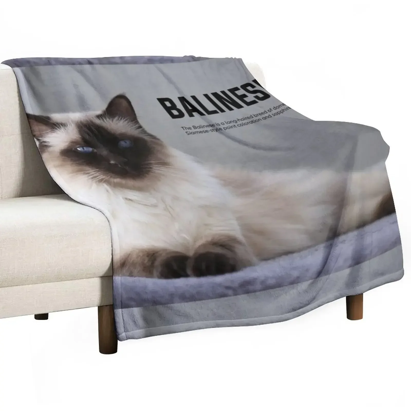 Balinese Cat Breed Throw Blanket Plush Retros for winter For Baby Blankets