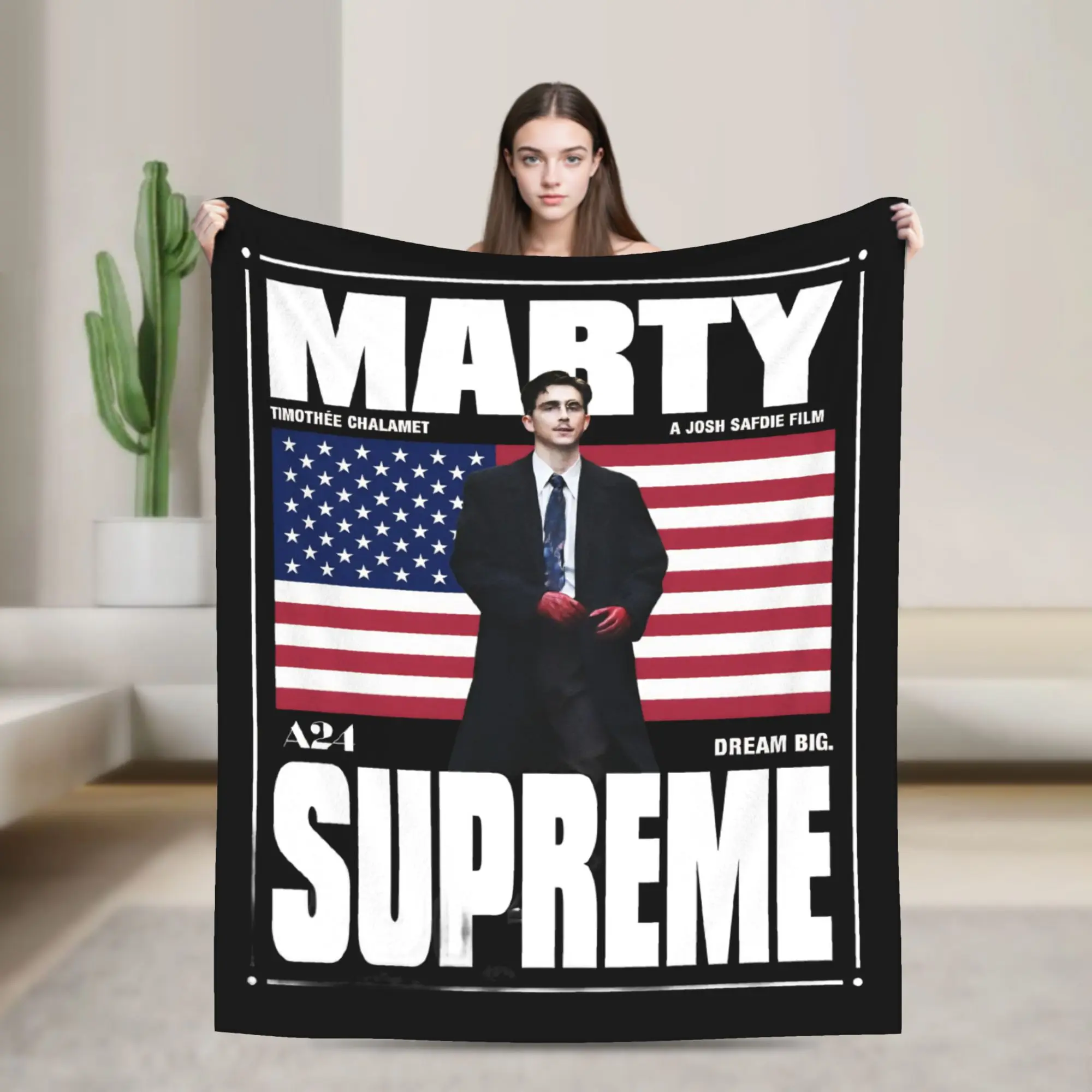 

Marty Supreme Knitted Blanket Fleece Ultra-Soft Throw Blanket for Outdoor Travel Bedspread