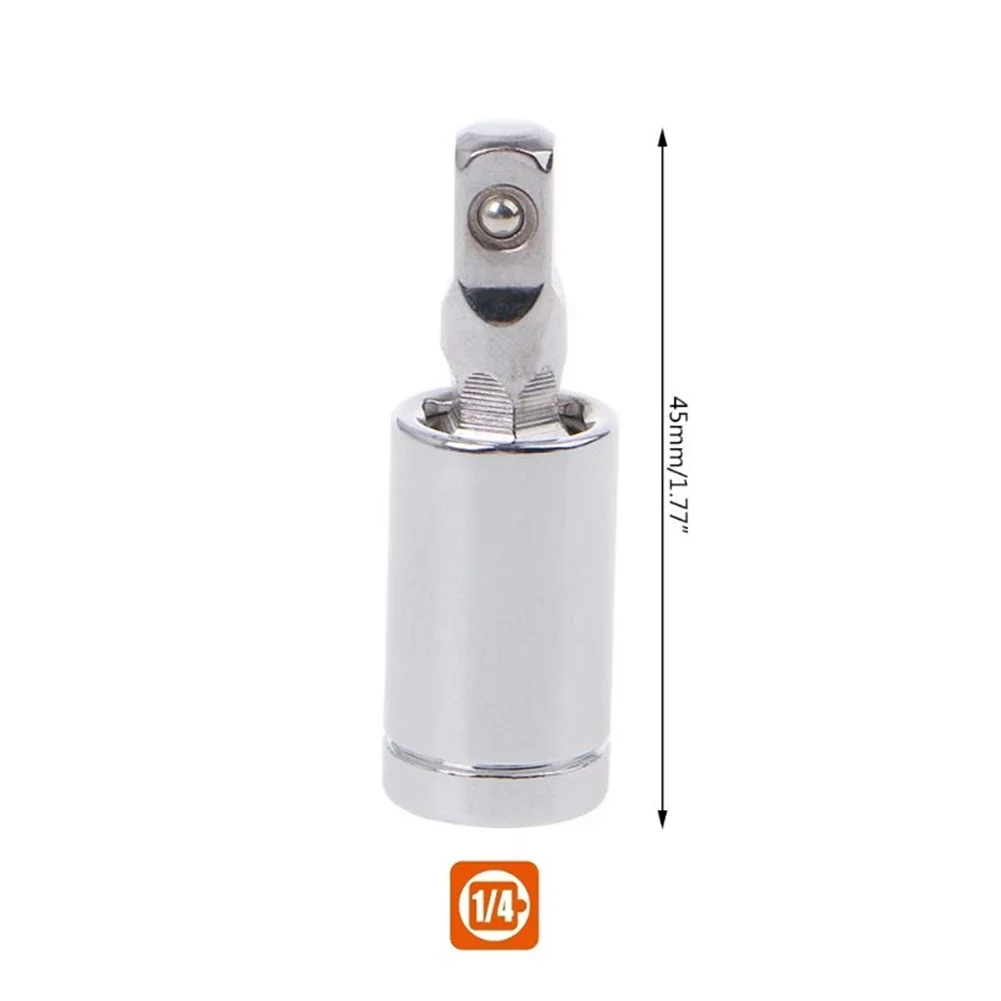 Universal Joint 360 Deg Ratchet Angle Extension Bar Socket Adapter Ratchet Wrench Socket Converter Sleeve Head Adapter 1/4" 3/8"