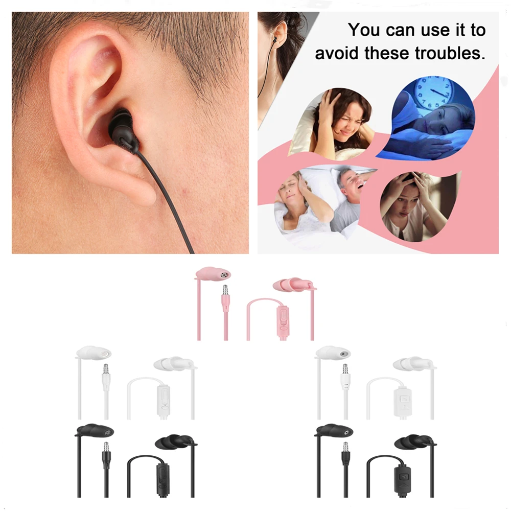 1 Pair Wired In-Ear Headphones with Volume Control Noise-Cancelling Headphones Silicone Head Earphones