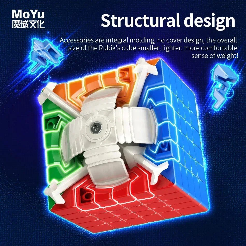 MoYu MeiLong 6 Magnetic Magic Speed Cube, Stickerless Fidget Brinquedos, Profissional, V2, 6x6